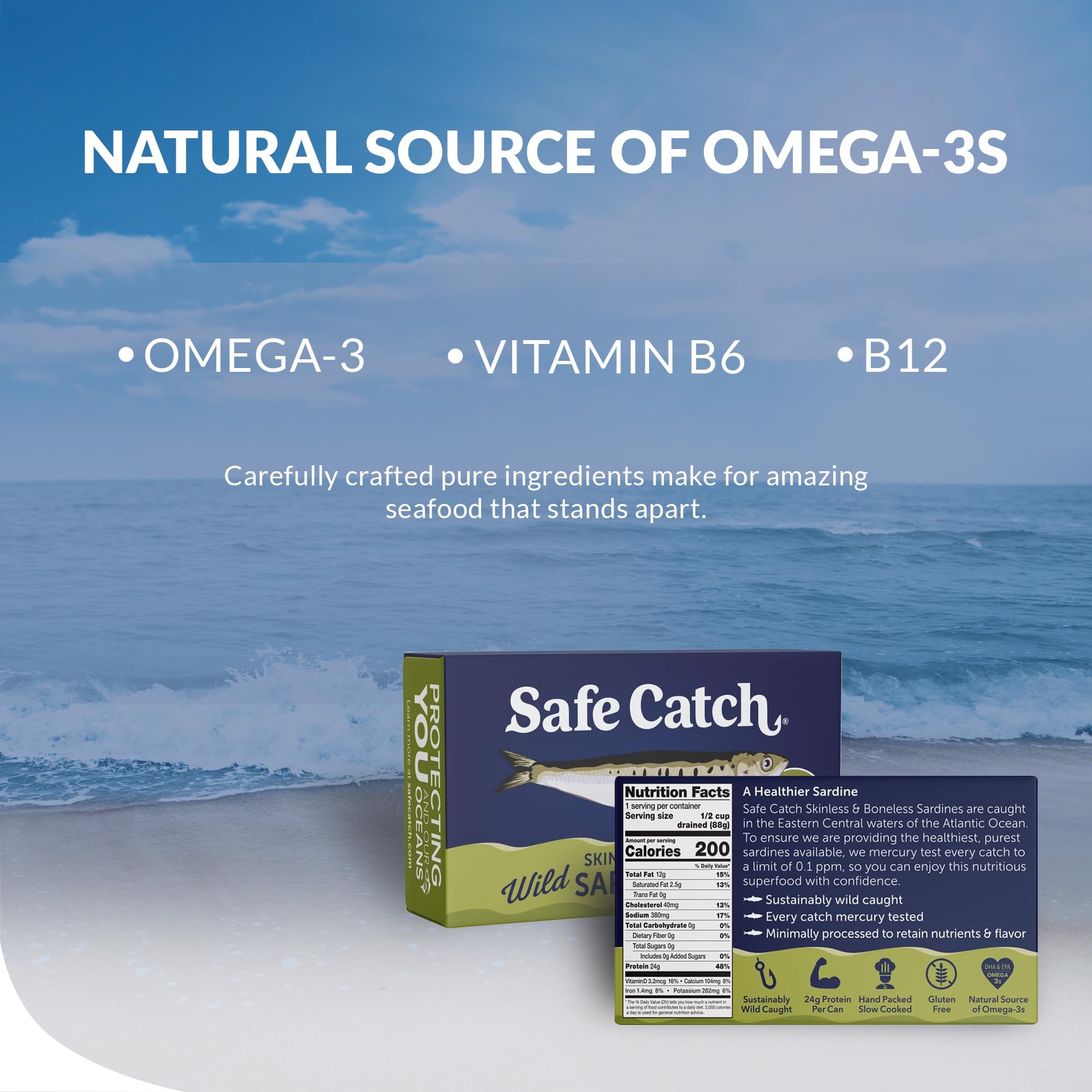 Safe Catch sardines on crackers ready-to-eat, pantry-friendly
