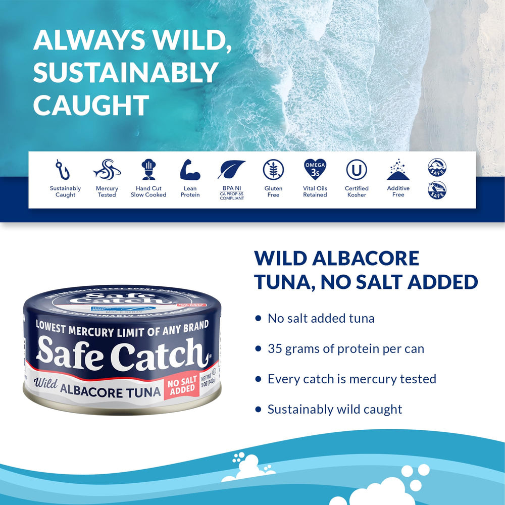 Safe Catch wild-caught North Pacific tuna highlighting sustainable sourcing