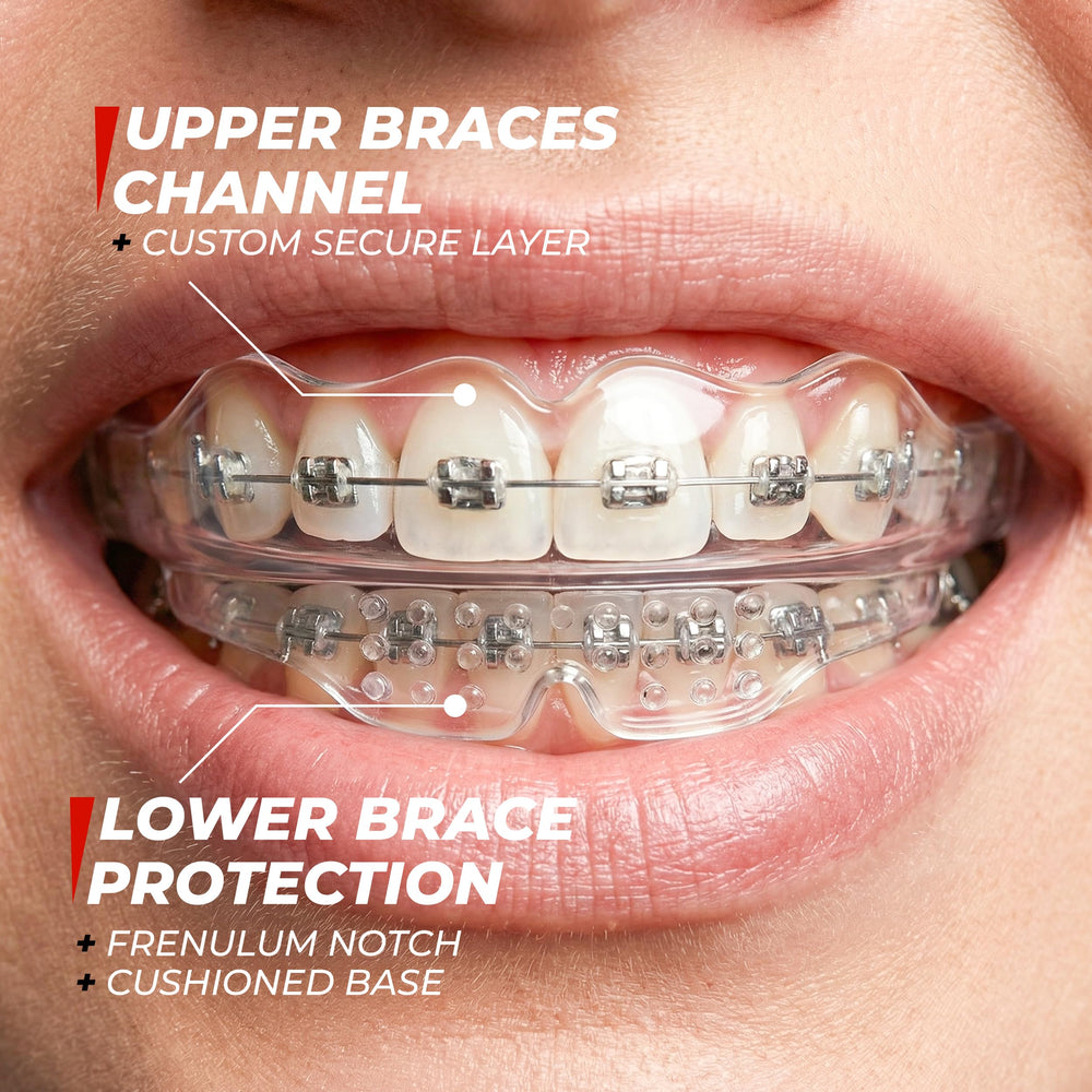 Medical-grade silicone guards comfort and durability in SAFE GRIN mouthguard.