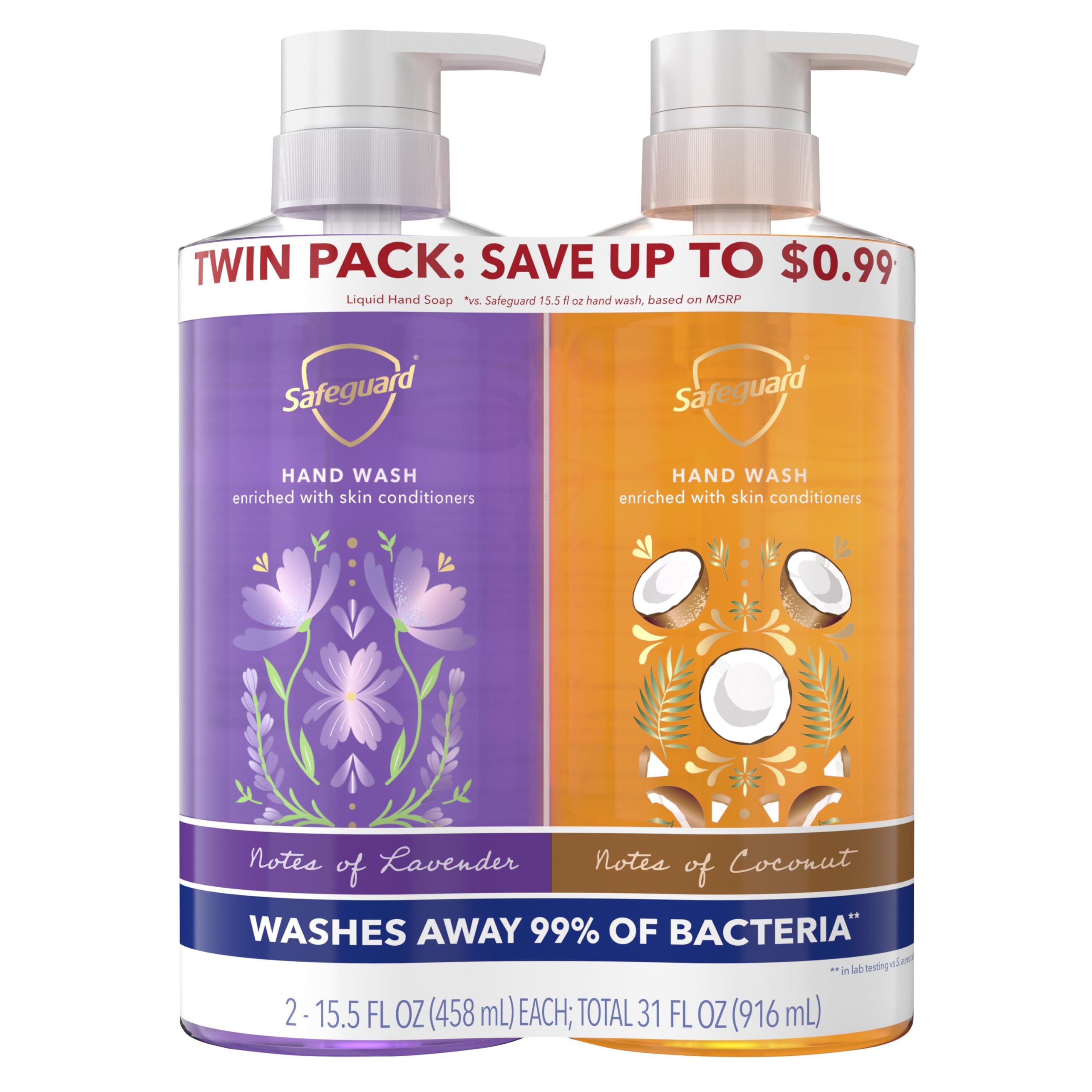 Safeguard Liquid Hand Soap bottle with coconut notes for refreshing cleansing