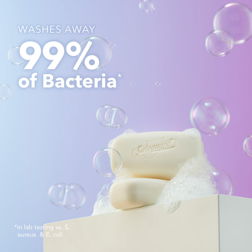 Close-up of creamy lather from Safeguard bath soap.