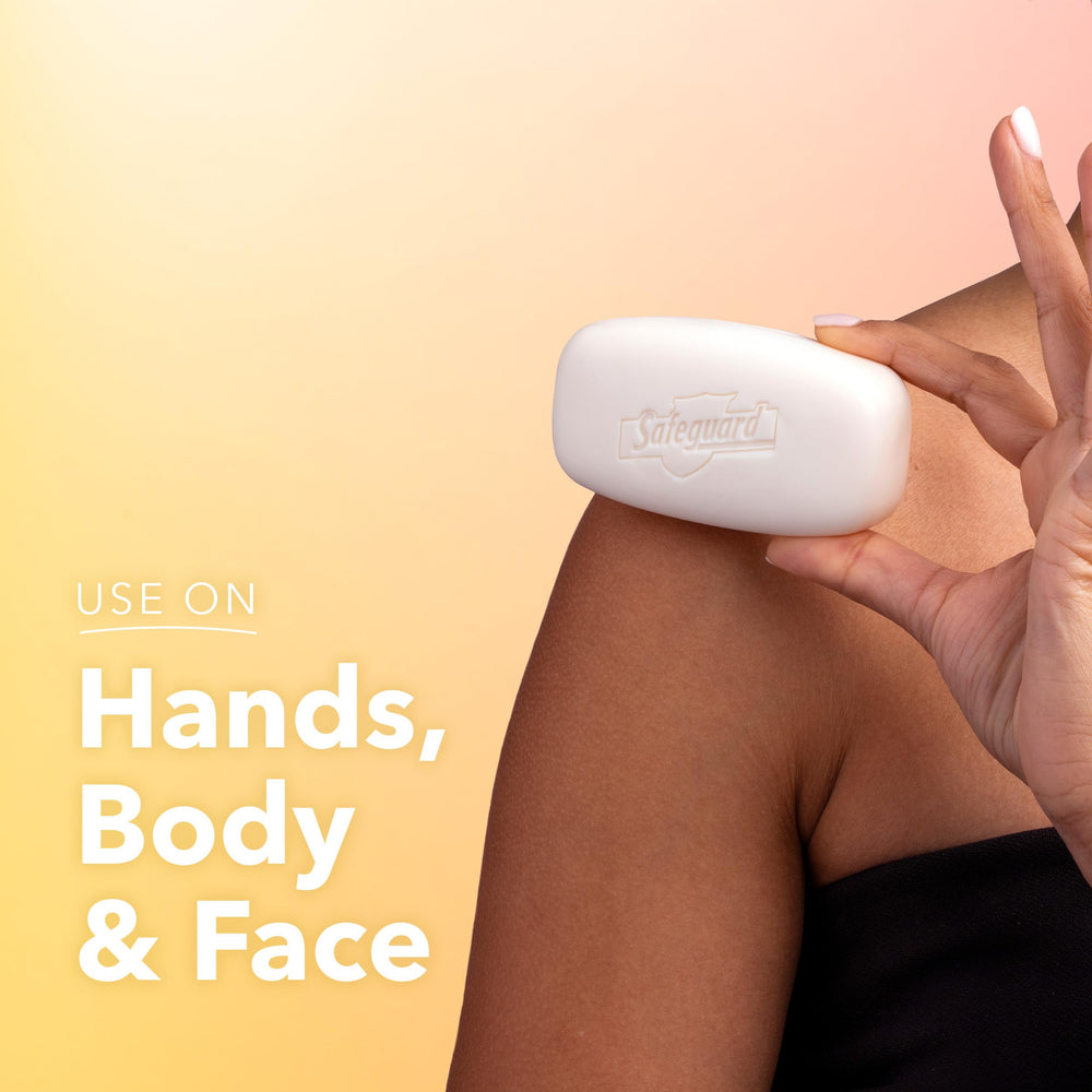 Creamy lather leaves skin soft after Safeguard cleansing.