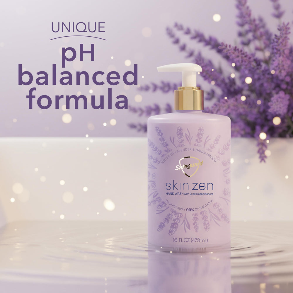 Safeguard Skin Zen label close-up emphasizing paraben- and phthalate-free formula