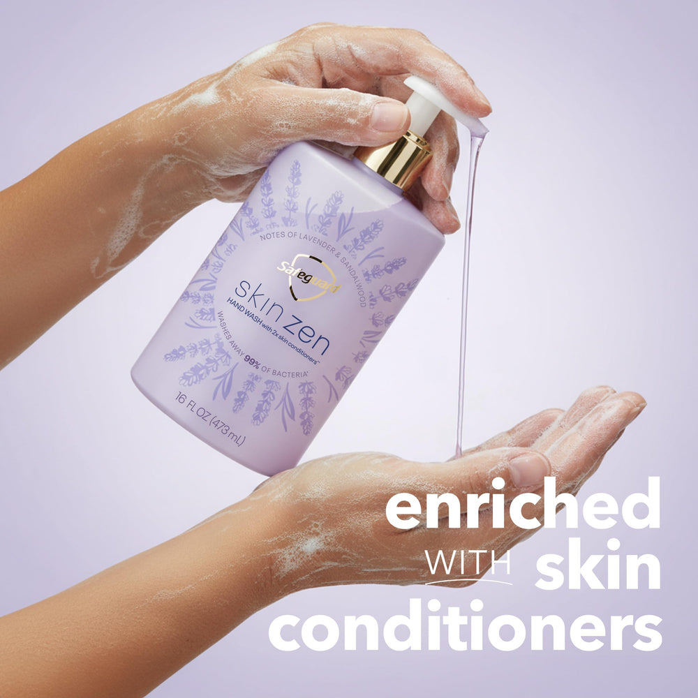 Safeguard Skin Zen natural moisturizers visual suggesting softer hands after washing