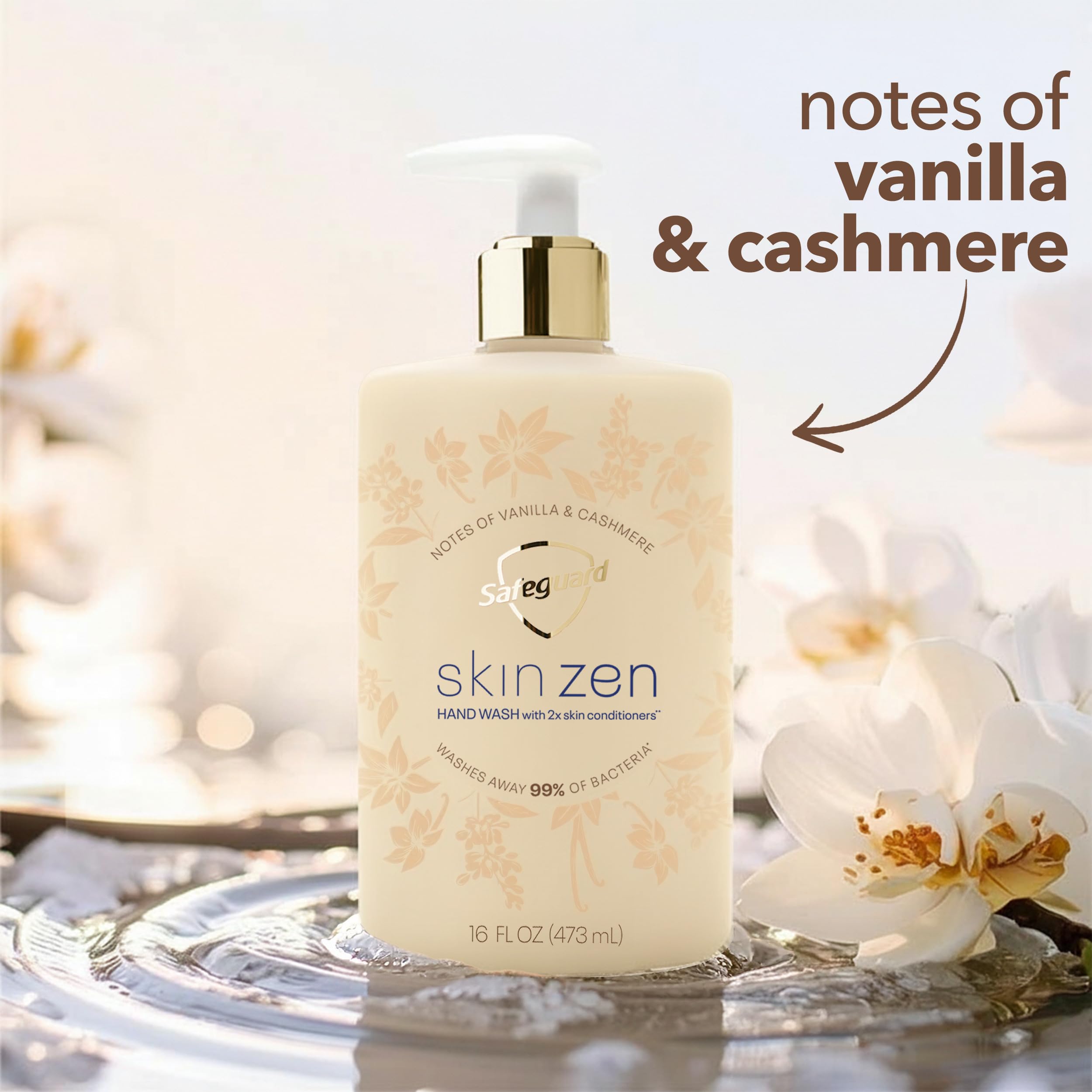 Vanilla-cashmere fragrance swirls during rinsing.