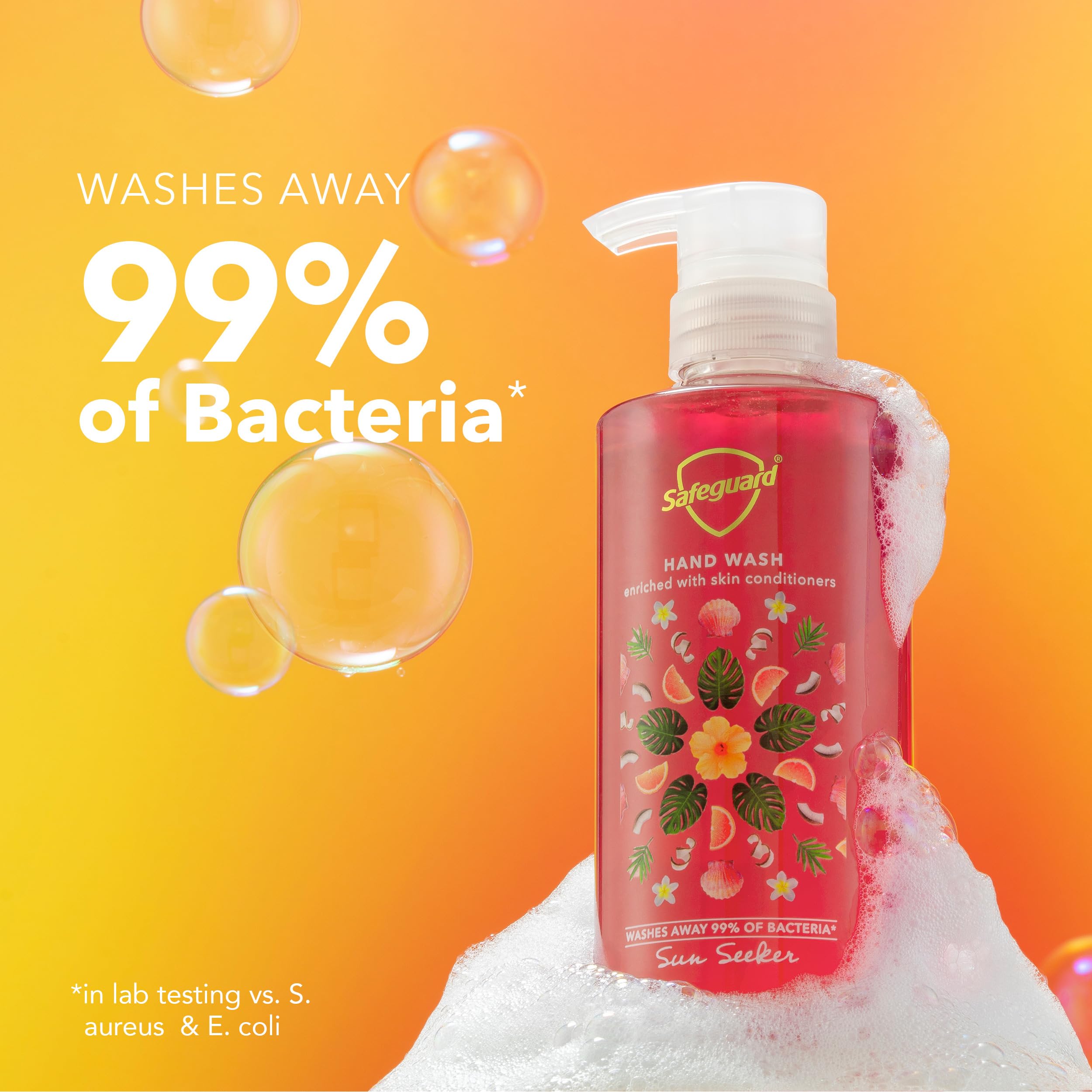 Safeguard Sun Seeker hand lather demonstrates micellar cleansing.