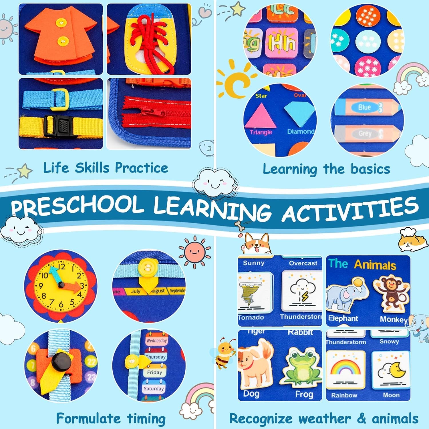 SaFeli Busy Board with space theme for imaginative play