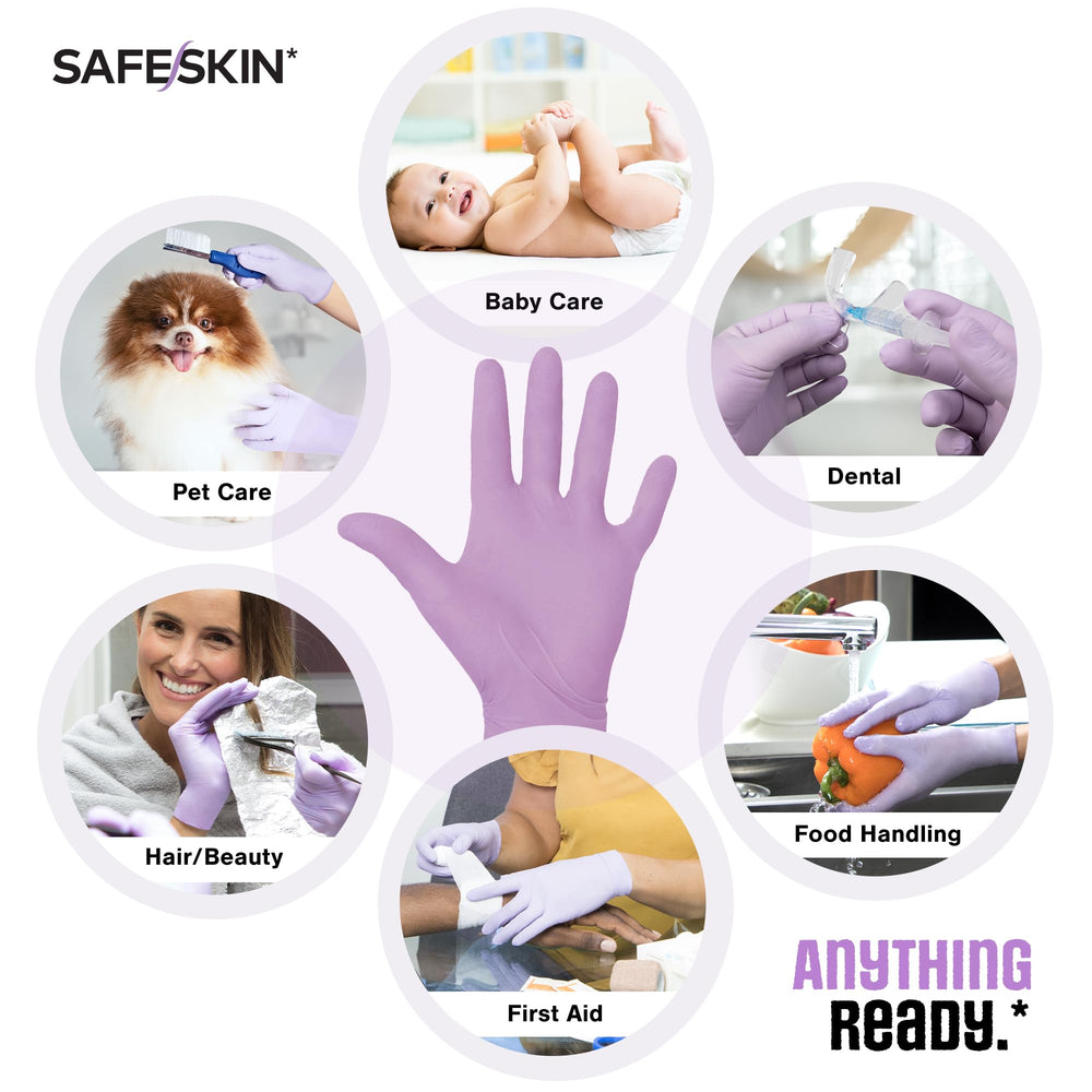 SAFESKIN nitrile gloves with textured fingertips for enhanced grip