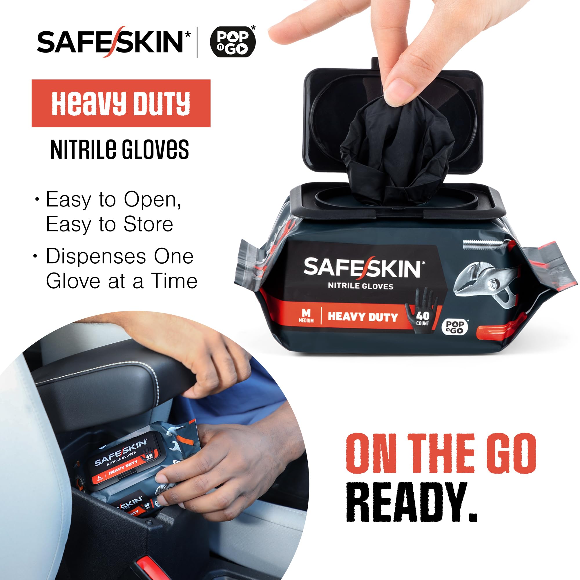 SAFESKIN nitrile gloves with textured fingertips for better grip during tasks