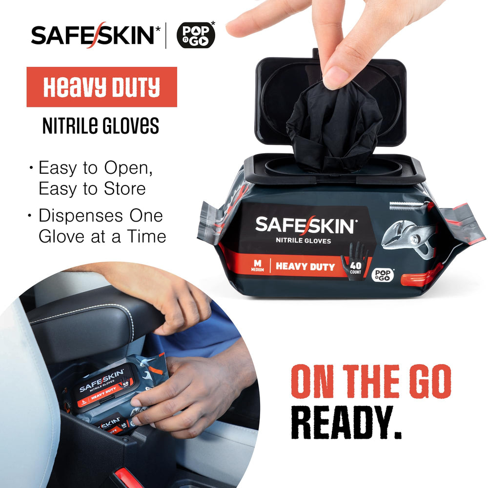 SAFESKIN nitrile gloves with textured fingertips for better grip during tasks