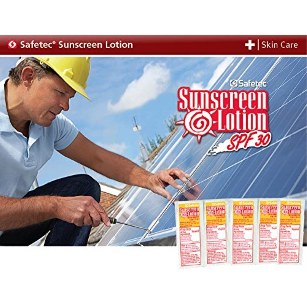 Safetec sunscreen packet in travel size for on-the-go sun protection