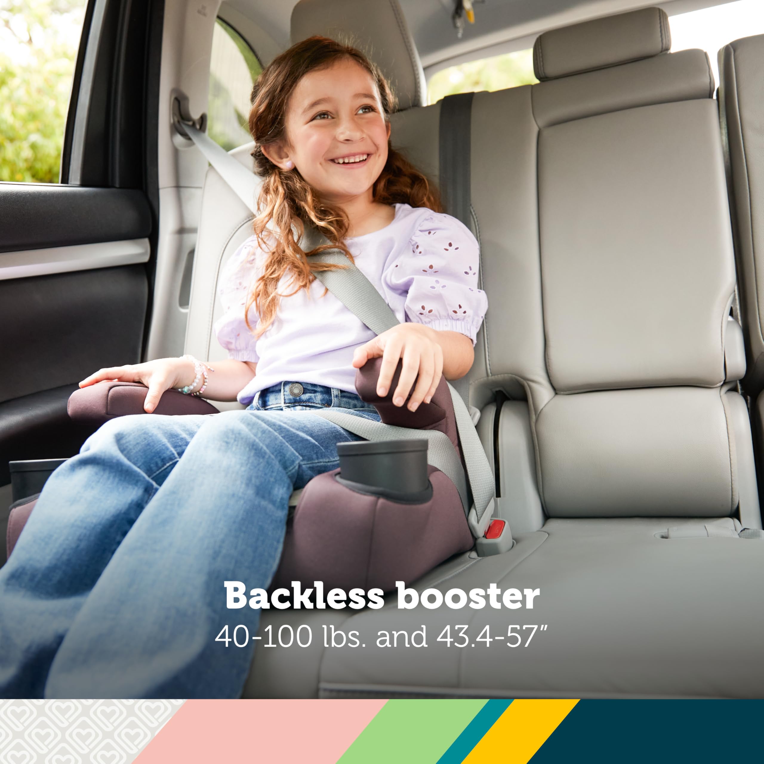 Safety 1st Boost-and-Go slim design enables 3-across seating in many cars.