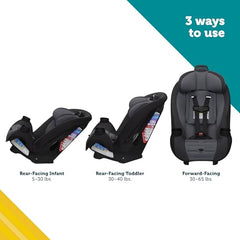 Safety 1st Ellaris rear-facing toddler mode supports growing children.