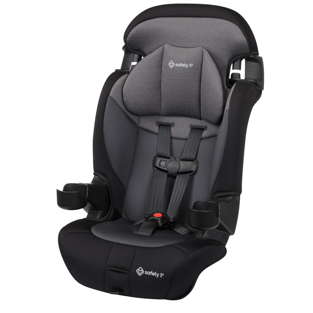 Safety 1st Grand 2-in-1 booster seat front view showing slim profile for three-across seating