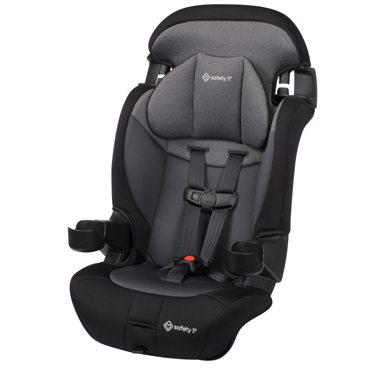 Safety 1st Grand 2-in-1 booster seat front view showing slim profile for three-across seating