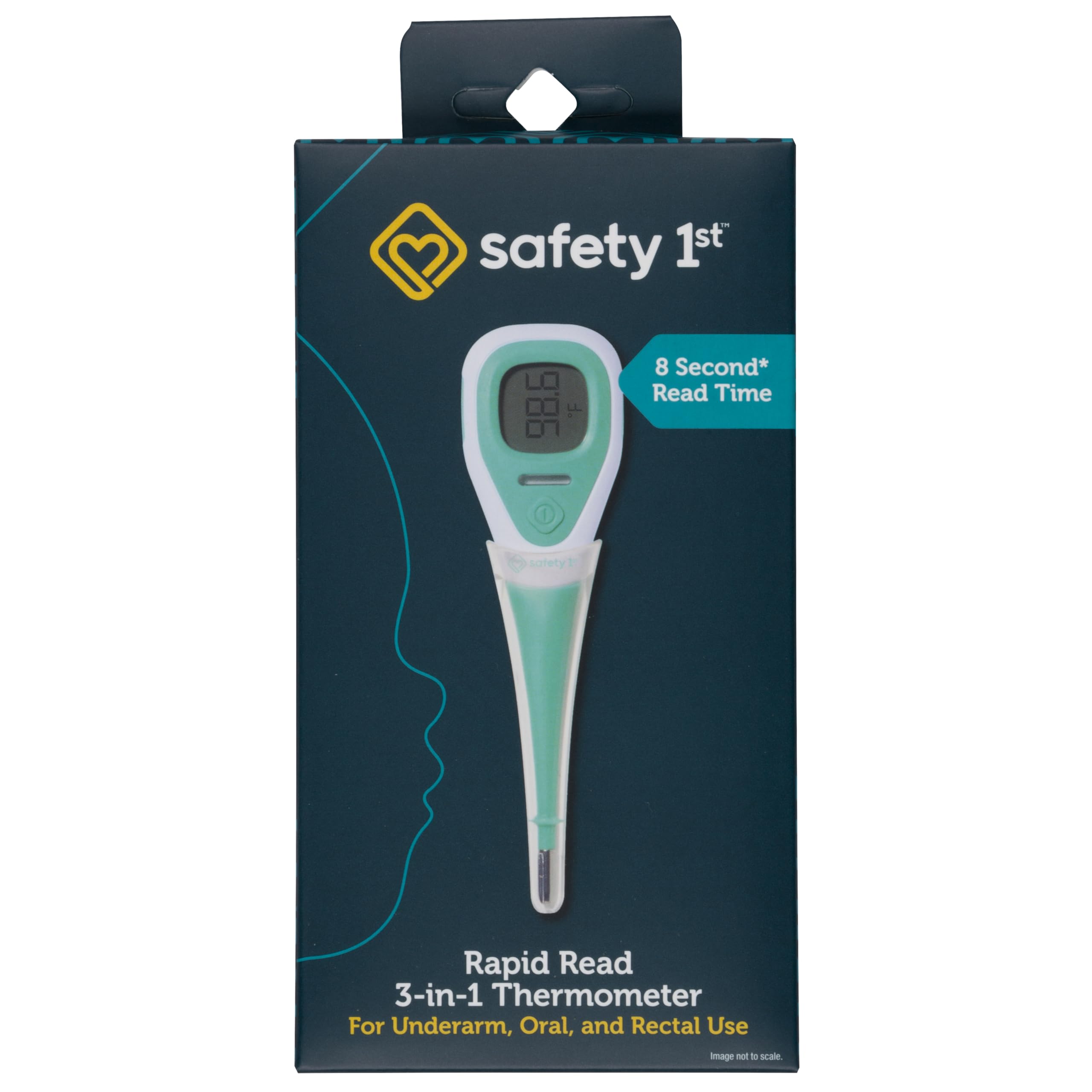 Safety 1st Rapid Read 3-in-1 thermometer display shows quick 8-second reading