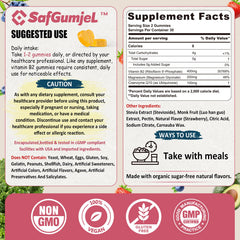 Safgumjel Vitamin B2 Gummies bottle closeup highlighting bioactive Riboflavin form with better-absorption