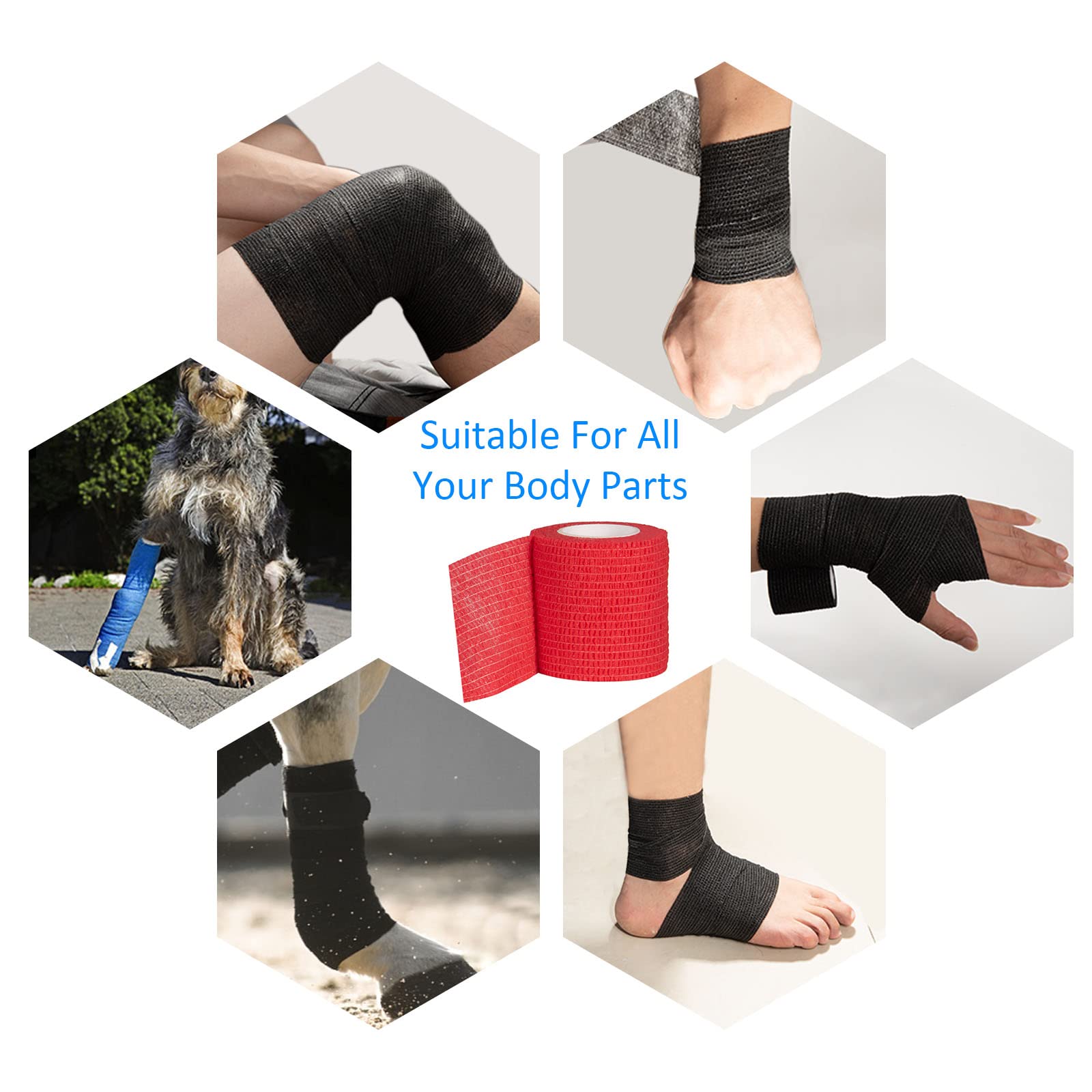 Sagafly bandage wrap red nonwoven fabric appears breathable and comfortable.