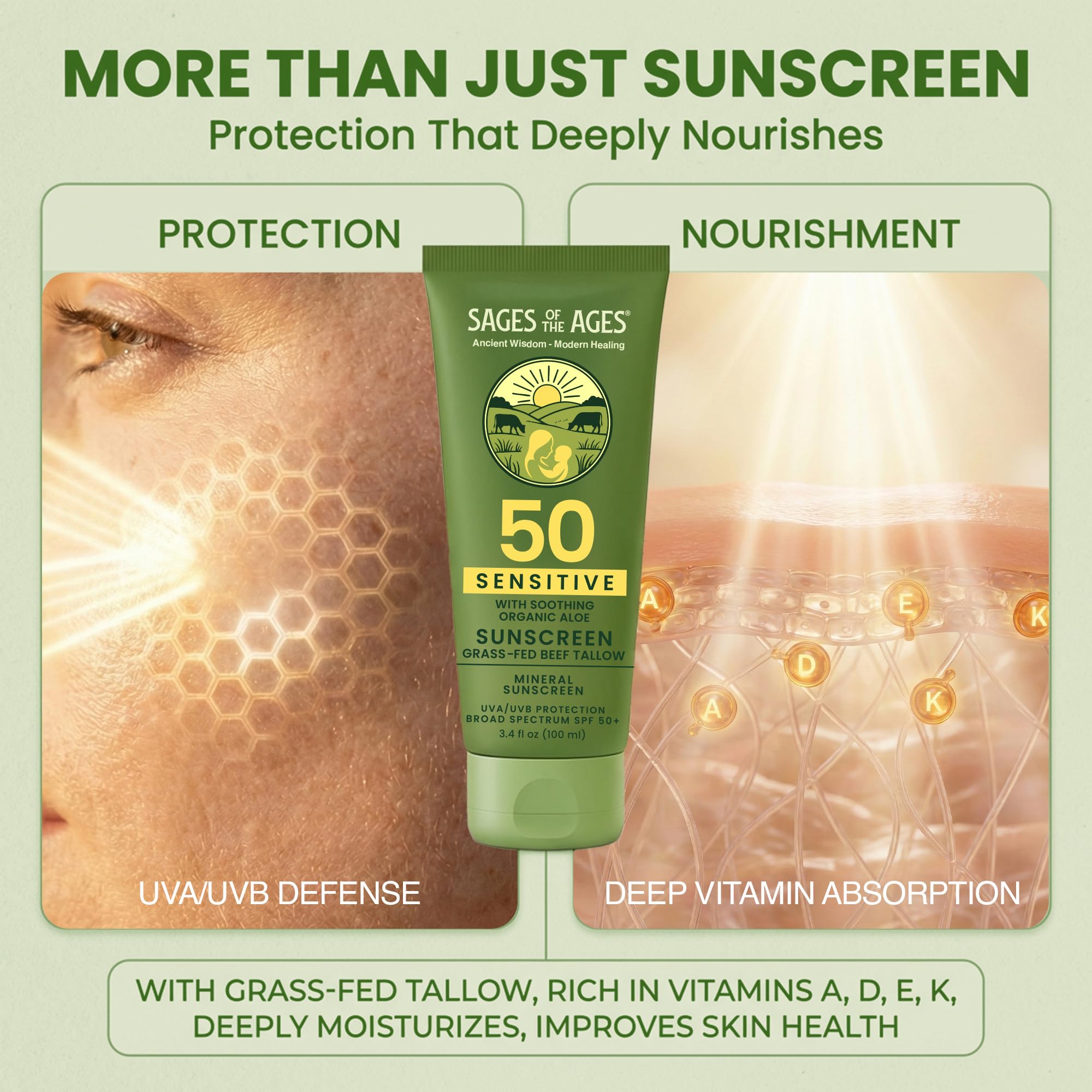 Clean, natural ingredients label emphasizes paraben- and fragrance-free composition.