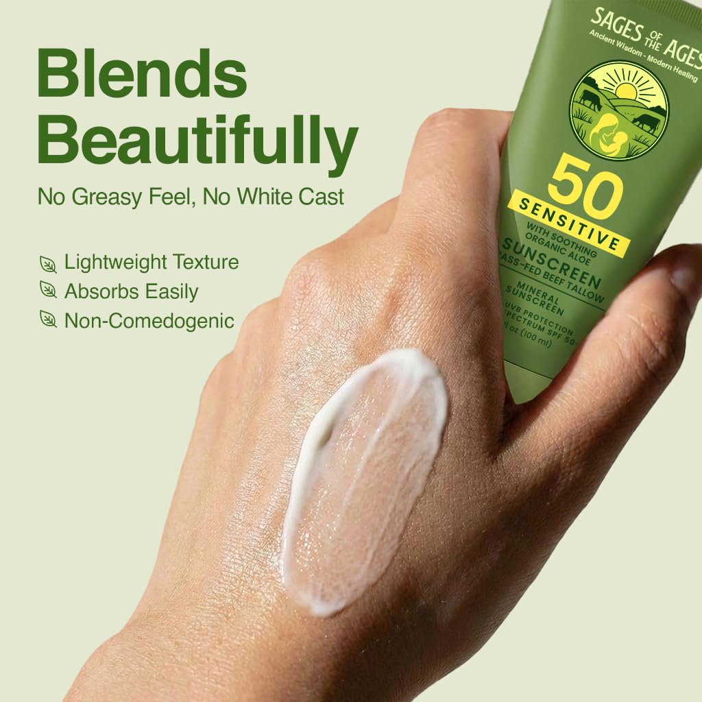 Creamy sunscreen texture is being spread for smooth, moisturized skin.