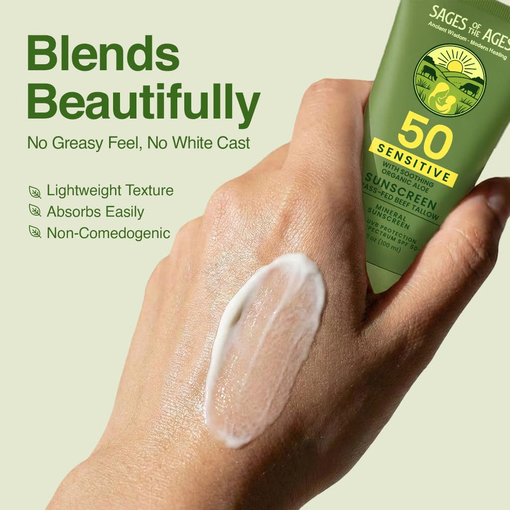 Creamy sunscreen texture is being spread for smooth, moisturized skin.