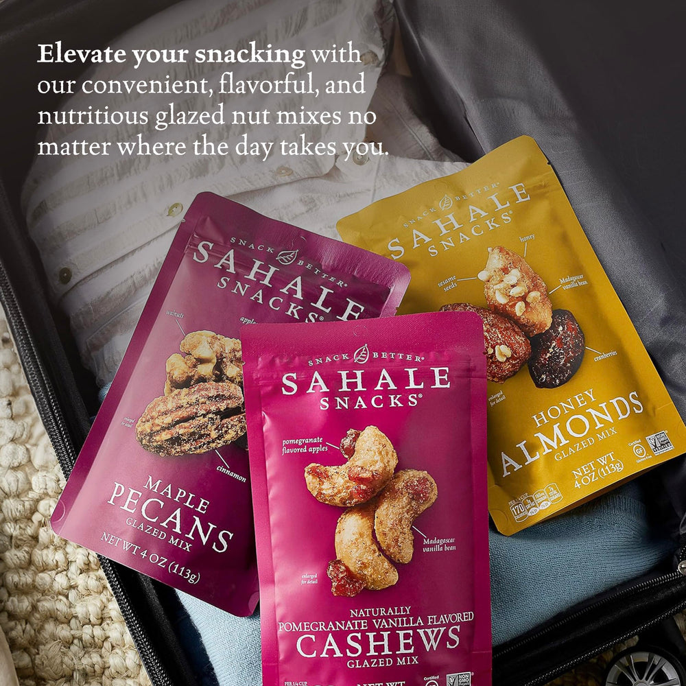 Sahale Snacks glazed nut mix variety pack highlights three flavors for tastings and sharing.