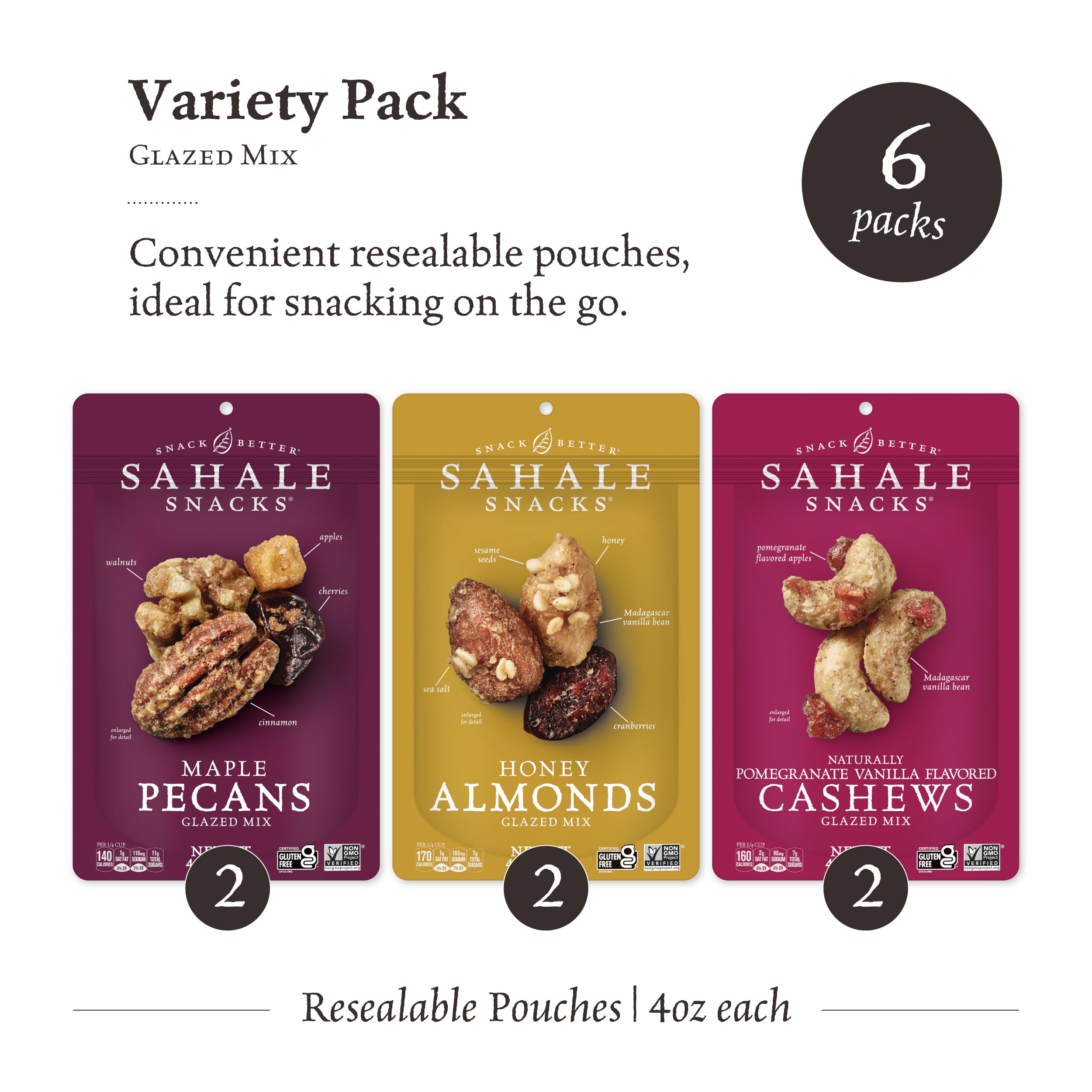 Sahale Snacks glazed pomegranate vanilla cashews ready for a flavorful bite anytime.