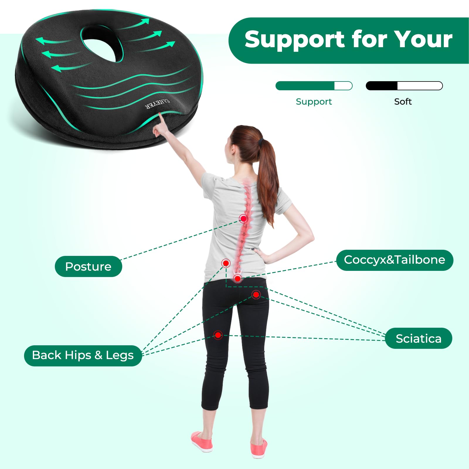SAHEYER Donut Pillow on office chair for long work sessions