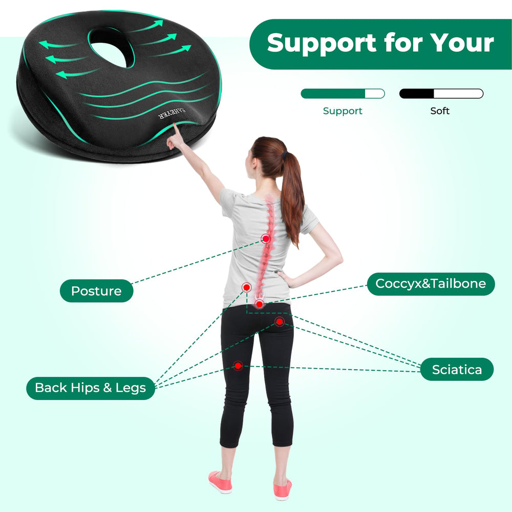 SAHEYER Donut Pillow on office chair for long work sessions
