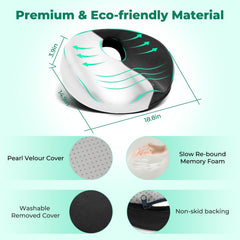 SAHEYER Donut Pillow highlighting sciatic relief and ergonomic support