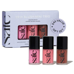 Saie Dew Liquid Blush Trio Starglow swatch showing sheer dewy glow for cheeks.