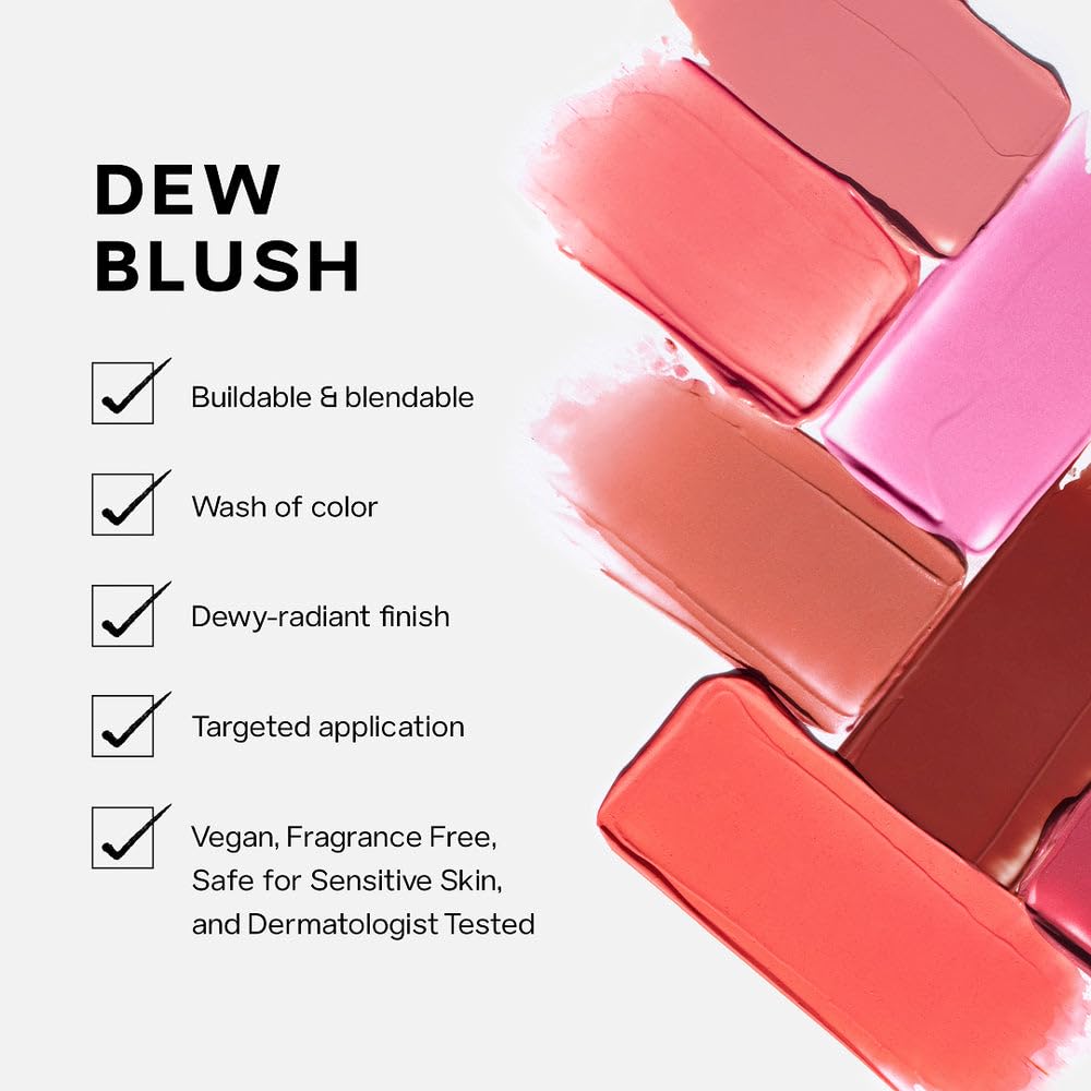 Saie Dew Liquid Blush Trio closeup texture highlights gel finish.