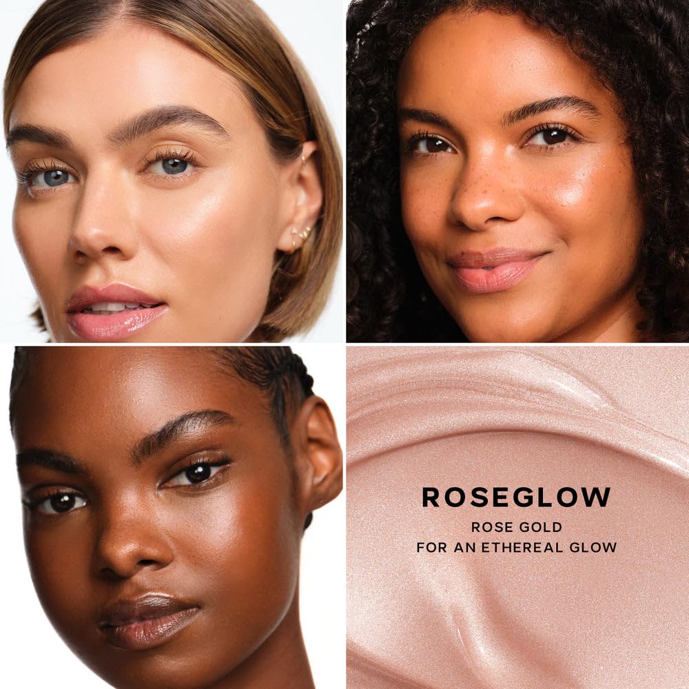 Saie Mini Glowy Super Gel multiuse application swatch shows versatile glow.