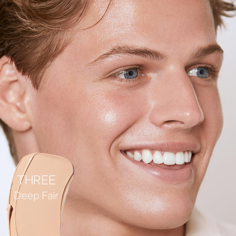 Saie Slip Tint SPF 35 glowy finish on skin with hydration.