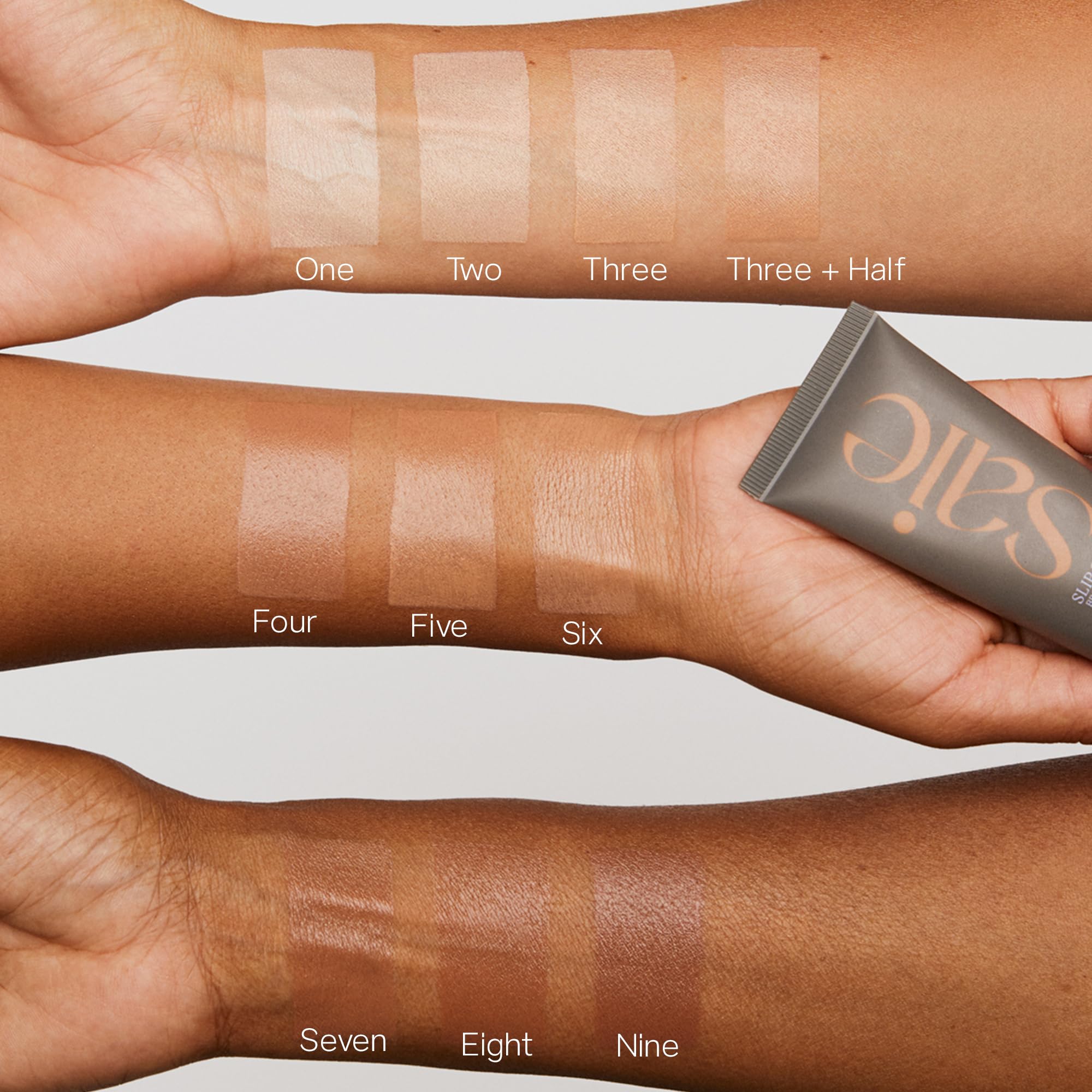 Saie Slip Tint SPF 35 paired with Glowy Super Gel for extra glow
