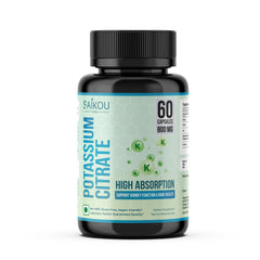 Saikou Herbs Potassium Citrate 800mg bottle front for daily electrolyte support.