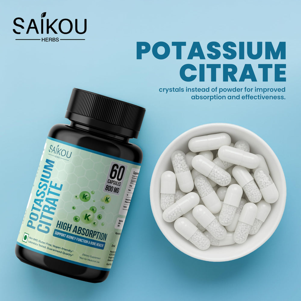 Saikou Herbs Potassium Citrate 800mg daily dose for easy routine.