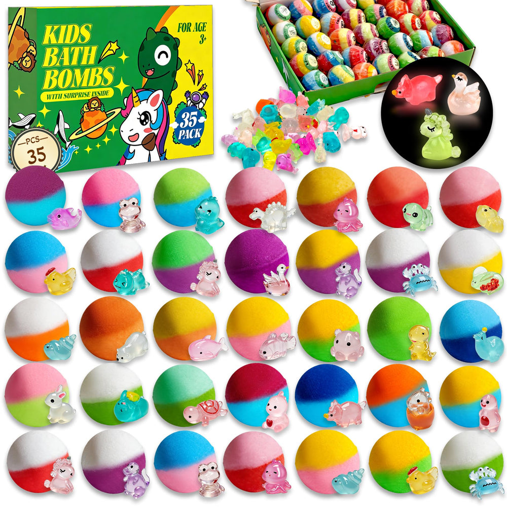 Sailimu 35-piece bath bombs with surprise toy for exciting tub time.