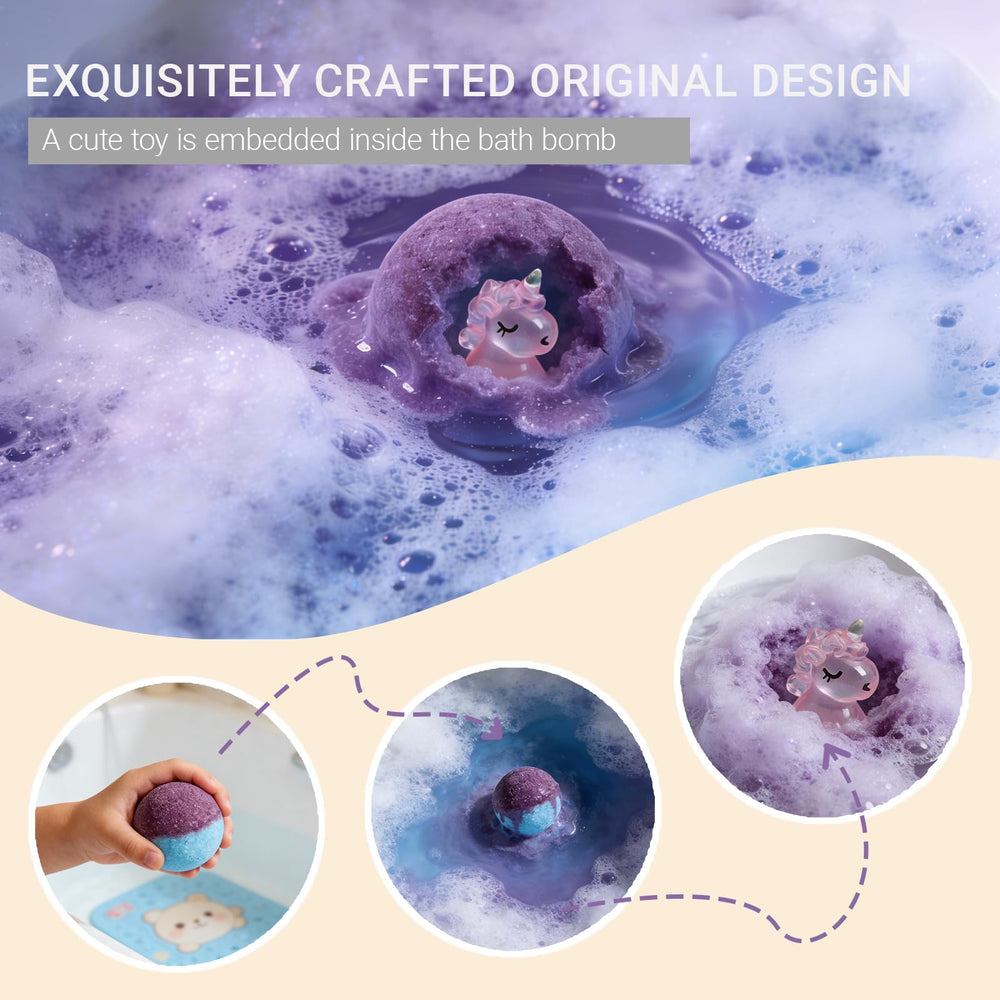 Sailimu easy-to-use bath bombs dissolve to release color and scent.