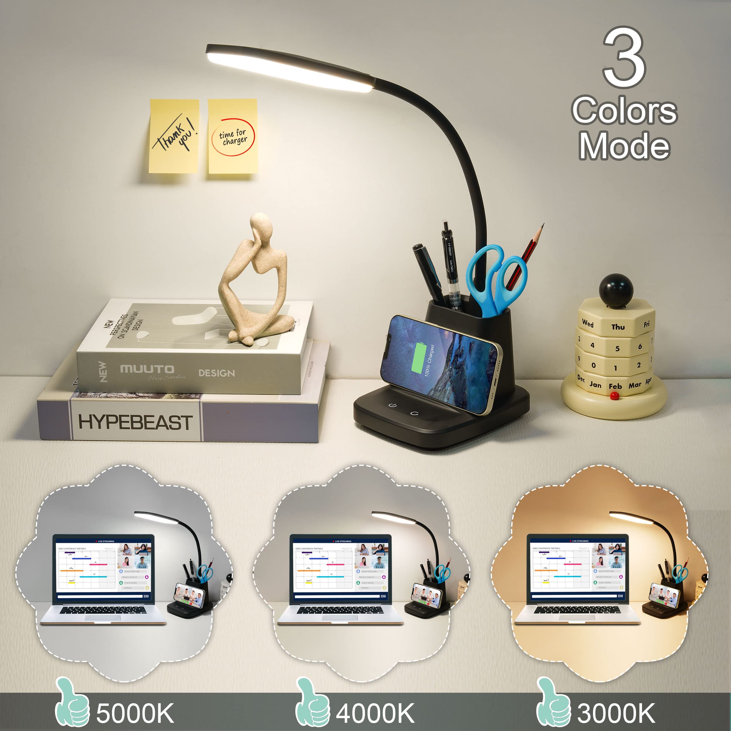 Sailstar desk lamp offers dimmable brightness for focused work.
