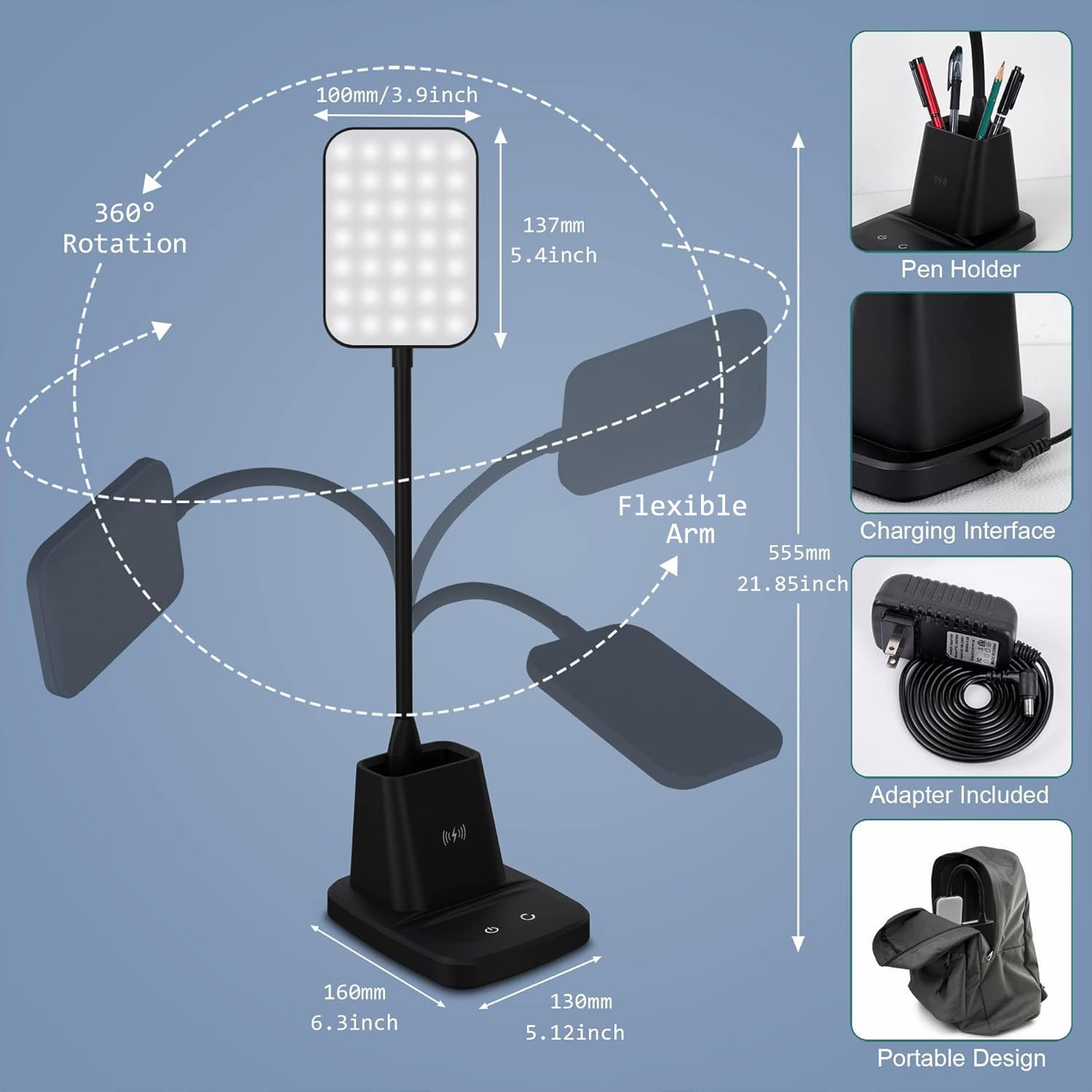 Sailstar dorm room lamp with adjustable neck saves space and adapts to tasks.