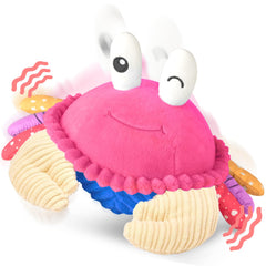 SAIMAND pink crawling crab toy promotes tummy time and exploration.