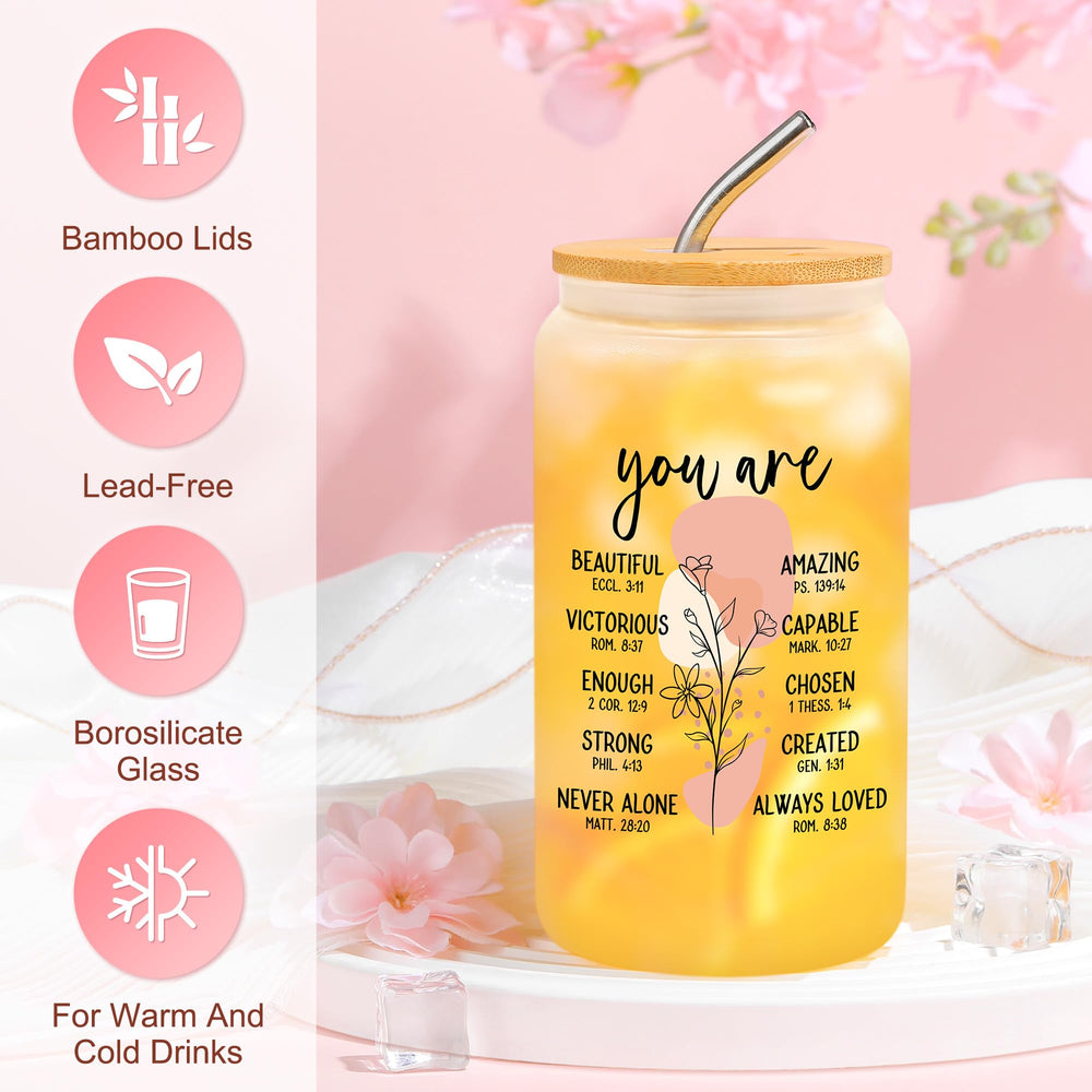 Saineron glass cup with proverbs, ideal for beverages and mindful moments.