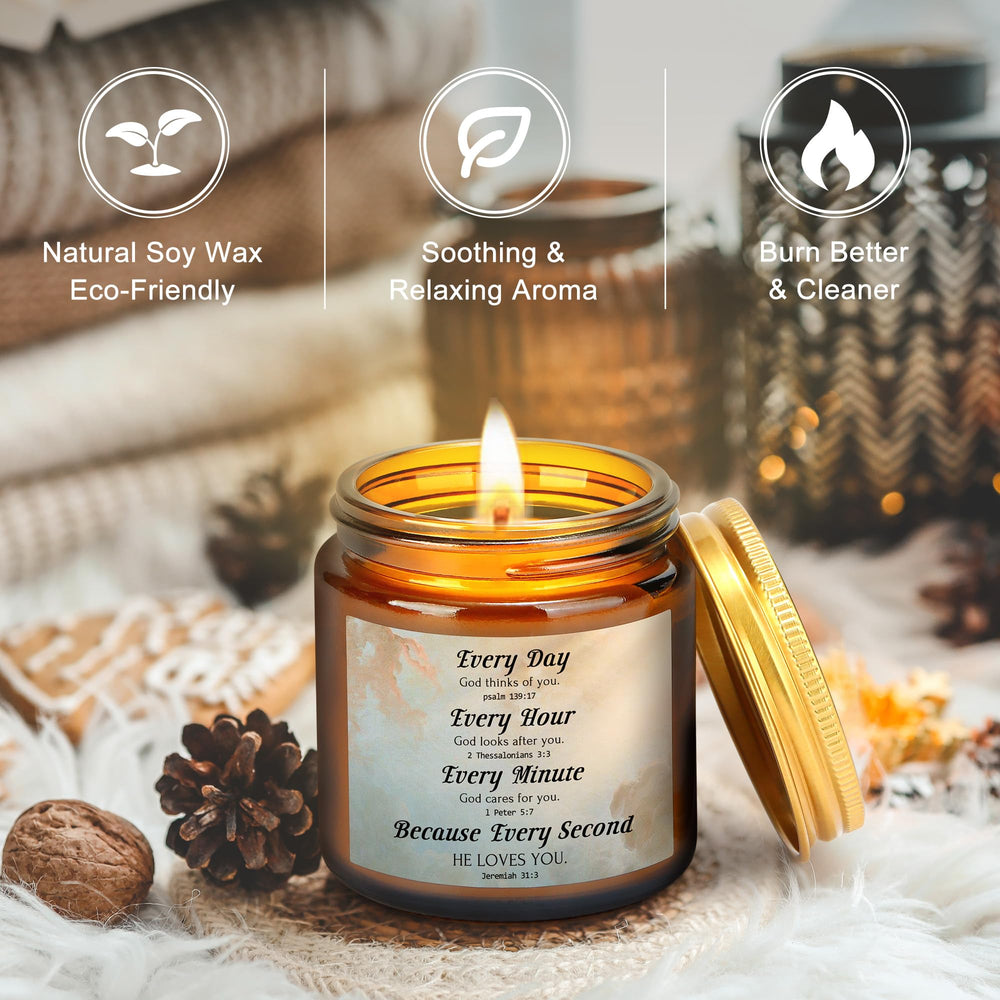 Saineron scented soy candle offers clean burn and comforting aroma.