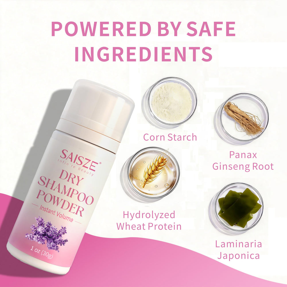 SAISZE quick-use powder keeps hair fresh during busy days.