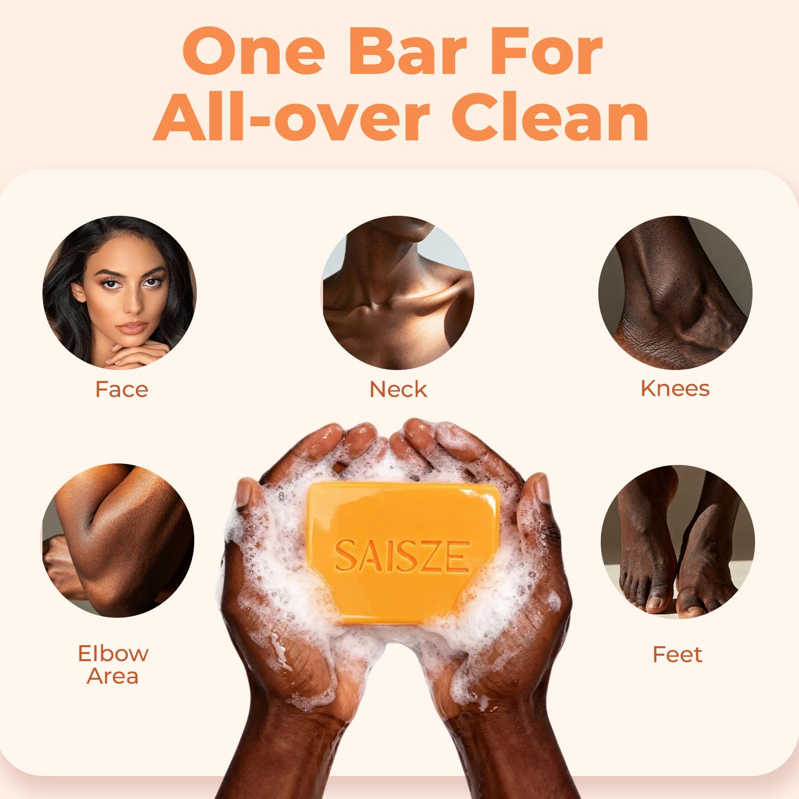 SAISZE Turmeric Soap 4oz bar designed for comfortable body washing
