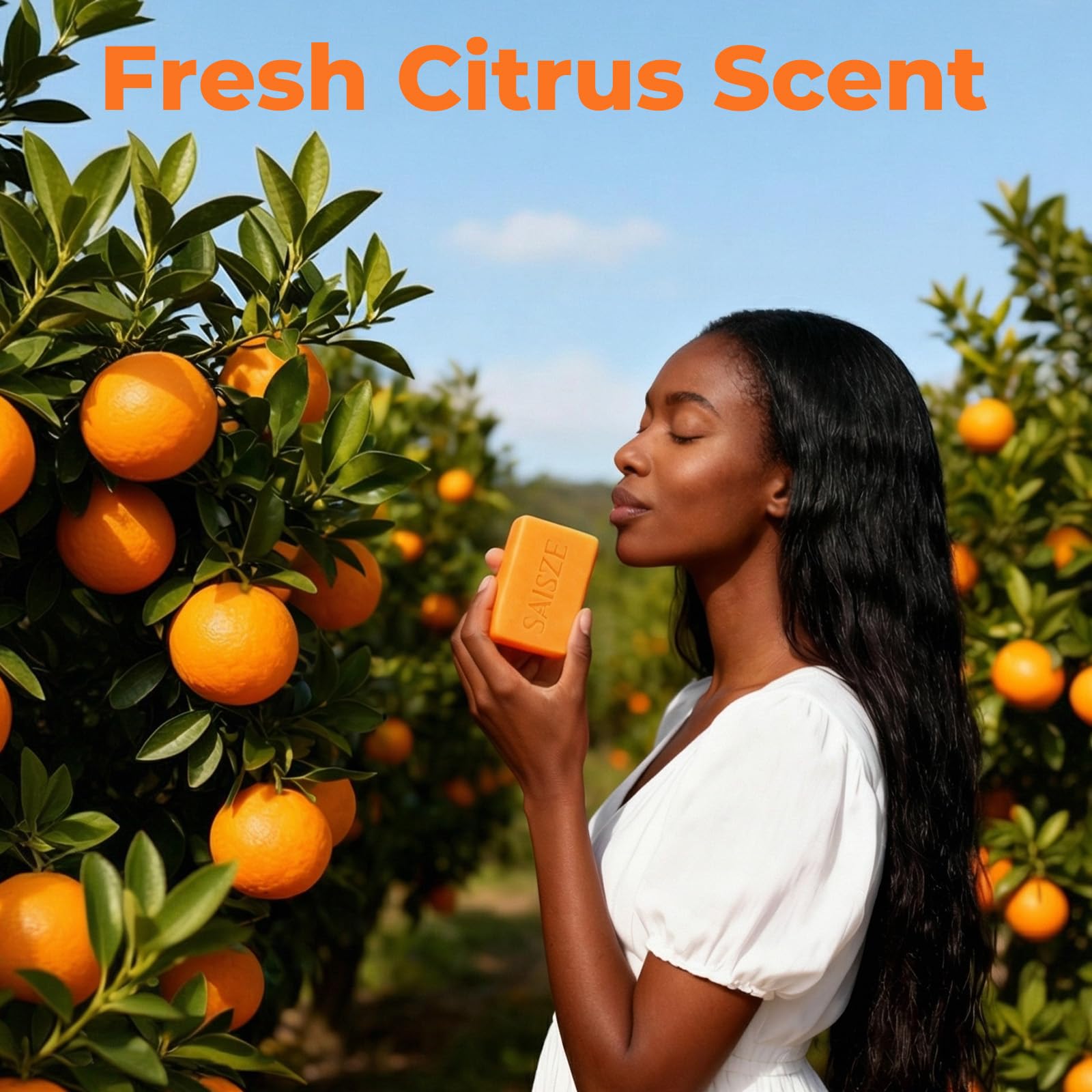 SAISZE Turmeric Soap closeup shows shea butter and glycerin for moisture
