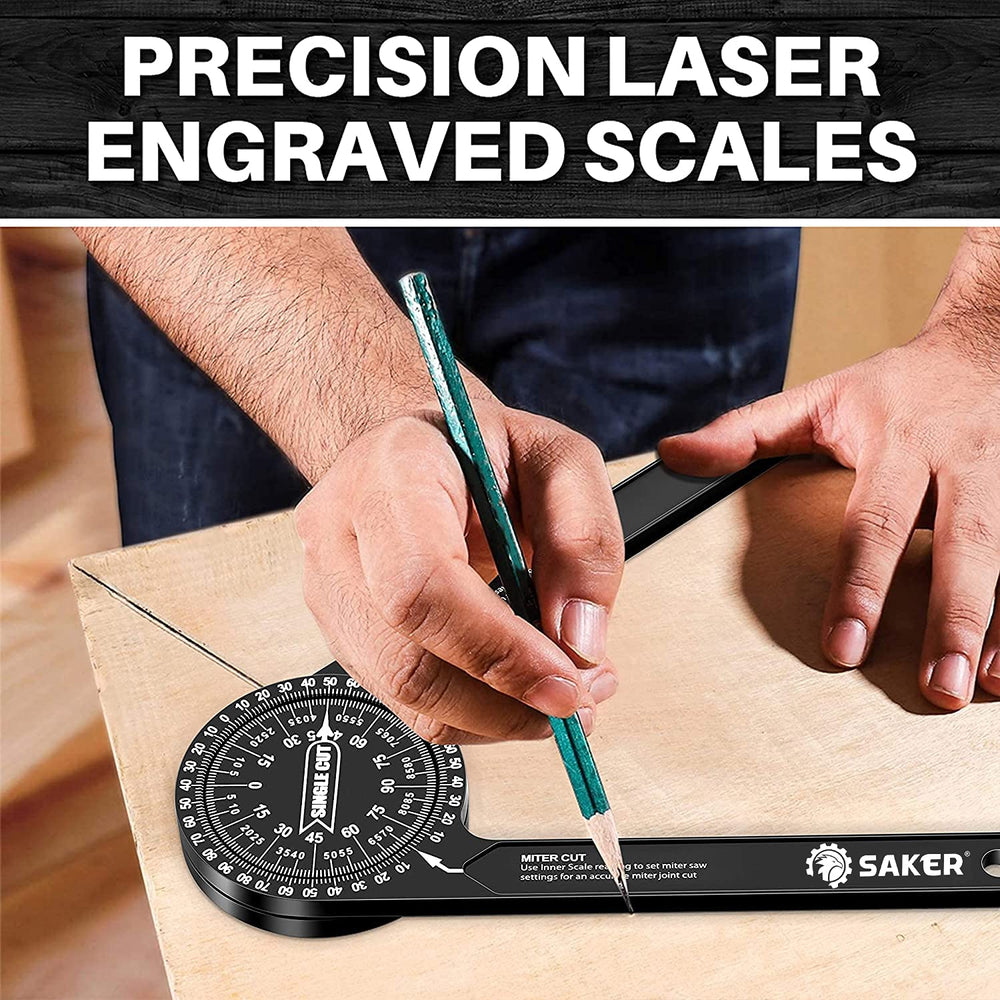 Saker protractor for plumbing and carpentry tasks on busy job sites.