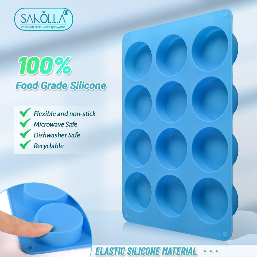 Sakolla silicone mold round cavities with easy-release for desserts.