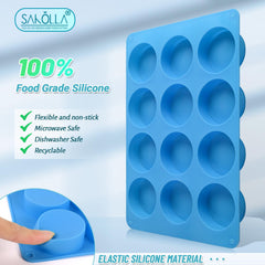 Sakolla silicone mold round cavities with easy-release for desserts.